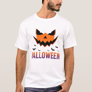 Modern Spooky Monster Gezicht Halloween Vleermuize T-shirt