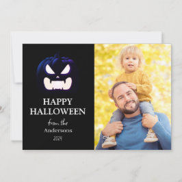 Modern Spooky Pompoen Script Halloween Foto Feestdagenkaart