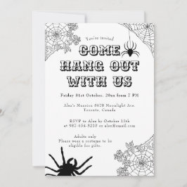 Modern Spooky Spider web Zwart & Wit Halloween Kaart