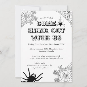 Modern Spooky Spider web Zwart & Wit Halloween Kaart