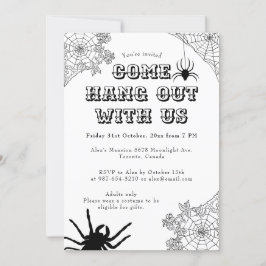 Modern Spooky Spider web Zwart & Wit Halloween Kaart