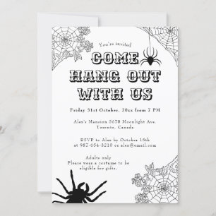Modern Spooky Spider web Zwart & Wit Halloween Kaart