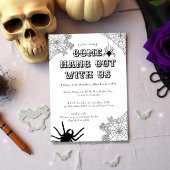 Modern Spooky Spider web Zwart & Wit Halloween Kaart