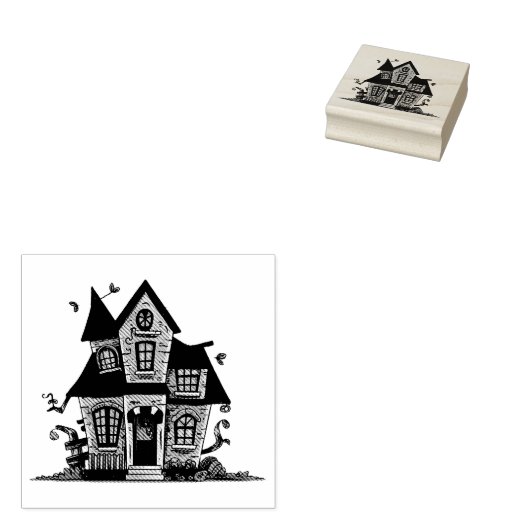 Modern Spooky  Spookhuis Rubberstempel (Gestempeld)