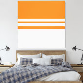 Modern Sportief Helder Oranje Wit Racing Stripes Canvas Afdruk (Insitu (Slaapkamer))