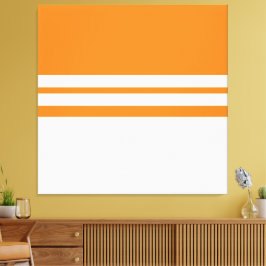 Modern Sportief Helder Oranje Wit Racing Stripes Canvas Afdruk