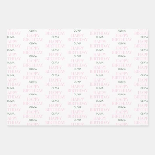 Modern Sports Girls Pink Golf Happy Birthday Inpakpapier Vel (Voorkant 3)