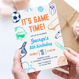 Modern Sports It's Game Time! Kids Birthday Kaart