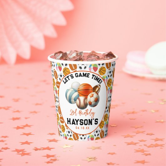 Modern Sports Kinder 2e verjaardag Papieren Bekers (Insitu)