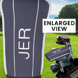 Modern Sports Monogrammed Blue Classic Club Golfheadcover<br><div class="desc">Leg een verklaring af en houd je golfclubs veilig in stijl met onze golfbrekerige gootsteenkapje. Koop ons geïntegreerde collectie van het coördineren van kleuren en golfaccessoires. Aangepaste gepersonaliseerde moderne initialen worden toegevoegd aan een donkerblauwe achtergrond met witte schaduwdoopvont. Bekijk onze andere kleurenopties! Stuur me een e-mail naar beachpausedesigns@gmail.com als je...</div>