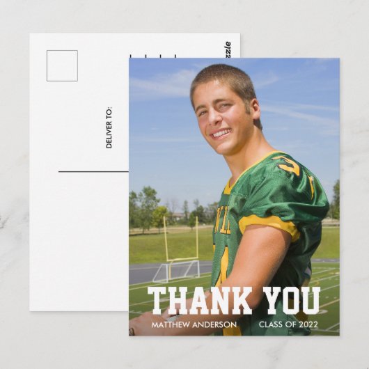 Modern Sporty Afstuderen Bedankt Foto Briefkaart (Voorkant / Achterkant)