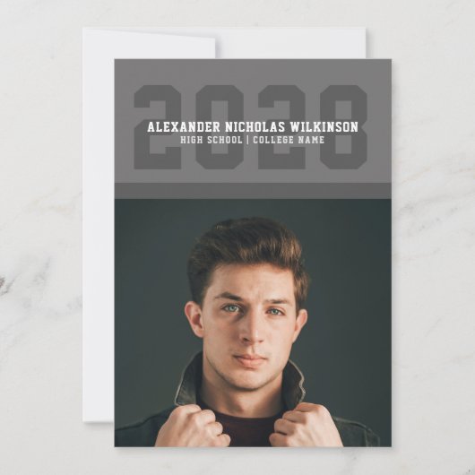 Modern Sporty Bold Typography Photo Afstuderen Aankondiging (Voorkant)