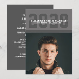 Modern Sporty Bold Typography Photo Afstuderen Aankondiging