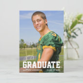 Modern Sporty Photo Afstuderen Aankondiging (Staand voorkant)