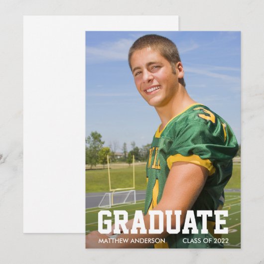 Modern Sporty Photo Afstuderen Aankondiging (Voorkant / Achterkant)