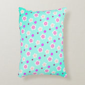 Modern Spring aqua gradient paarse bloemenpatroon Accent Kussen (Voorkant(Verticaal))