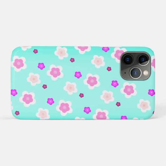 Modern Spring aqua gradient paarse bloemenpatroon Case-Mate iPhone Case (Achterkant (horizontaal))