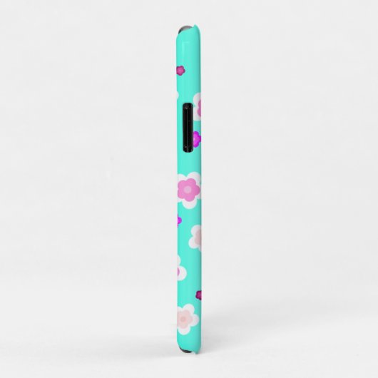 Modern Spring aqua gradient paarse bloemenpatroon Case-Mate iPhone Case (Achterkant/rechts)
