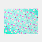 Modern Spring aqua gradient paarse bloemenpatroon Deurmat (Voorkant)