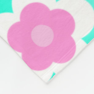 Modern Spring aqua gradient paarse bloemenpatroon Fleece Deken