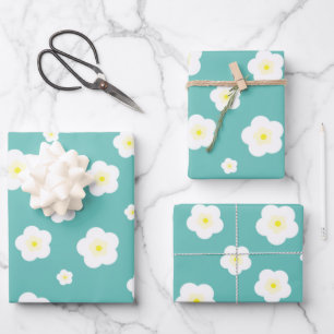 Modern Spring aqua gradient paarse bloemenpatroon Inpakpapier Vel