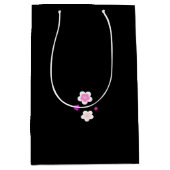 Modern Spring aqua gradient paarse bloemenpatroon Medium Cadeauzakje (Voorkant)