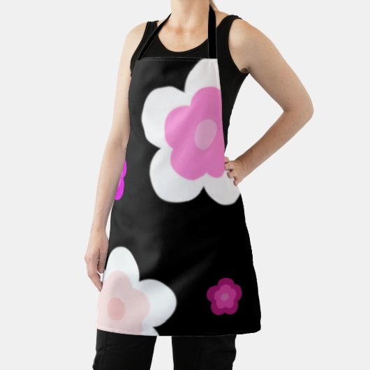 Modern Spring aqua gradient paarse bloemenpatroon Schort (Insitu)