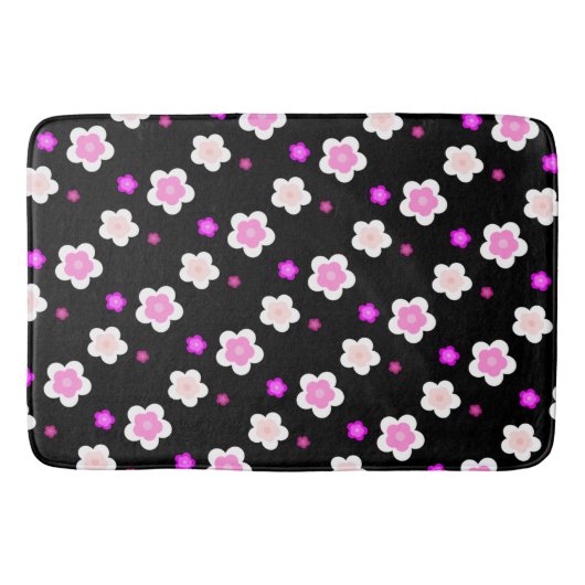 Modern Spring aqua gradiënt paarse flora patroon Badmat (Voorkant)