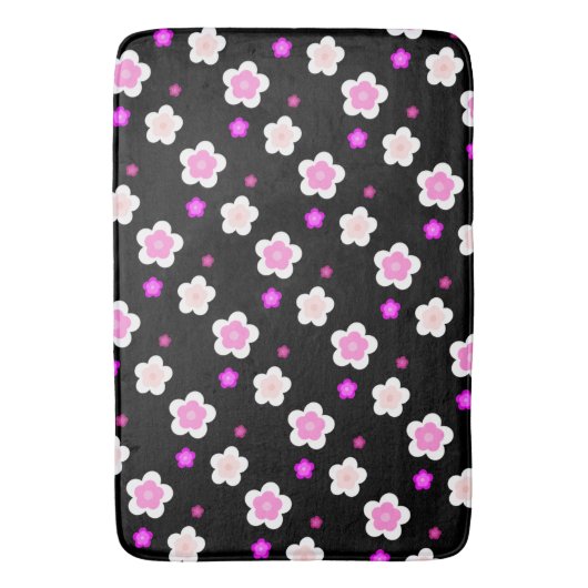 Modern Spring aqua gradiënt paarse flora patroon Badmat (Voorkant Verticaal)