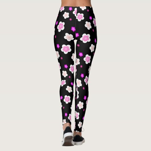 Modern Spring aqua gradiënt paarse flora patroon Leggings (Achterkant)