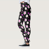 Modern Spring aqua gradiënt paarse flora patroon Leggings (Links)