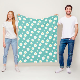 Modern Spring aqua gradiënt yellow flora patroon Fleece Deken