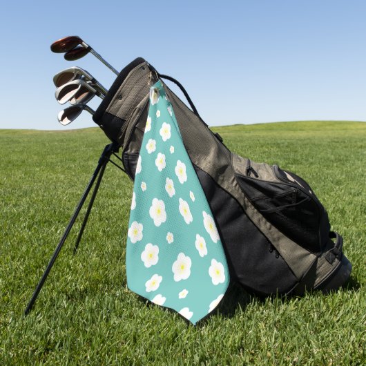 Modern Spring aqua gradiënt yellow flora patroon Golfhanddoek (Groen)