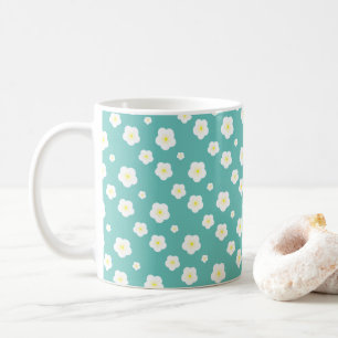 Modern Spring aqua gradiënt yellow flora patroon Koffiemok