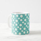 Modern Spring aqua gradiënt yellow flora patroon Koffiemok (Voorkant links)