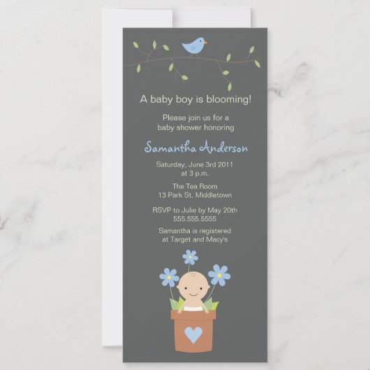 Modern Spring Baby shower-ingang - Boy Kaart (Voorkant)