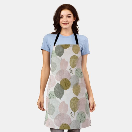 Modern Spring Botanical All-Over Print Apron Schort (Gedragen)