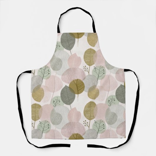 Modern Spring Botanical All-Over Print Apron Schort (Voorkant)