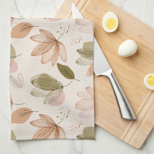 Modern Spring Botanical Floral Kitchen Towels Theedoek (Quarter Fold)