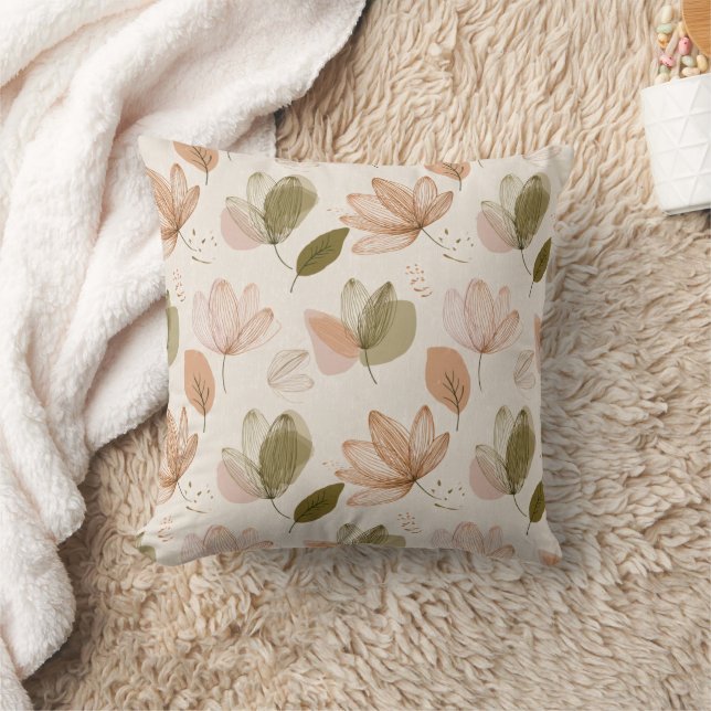 Modern Spring Botanical Floral Throw Pillow Kussen (Deken)