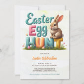 Modern Spring Bunny Easter Egg Hunt Party Invitati Kaart (Voorkant)