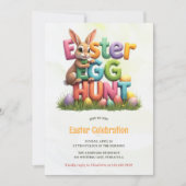 Modern Spring Bunny Easter Egg Hunt Party Kaart (Voorkant)