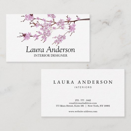 Modern Spring Cherry Blossom Professional  Visitekaartje (Voorkant / Achterkant)