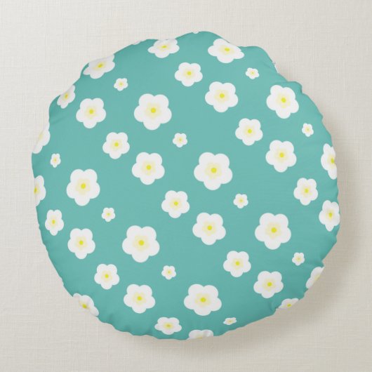 Modern Spring Daisy bloemengradiënt geel patroon Rond Kussen (Achterkant)