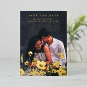 Modern Spring Elegant Wildflower Boho Foto Save T Folie Uitnodiging (Staand Voorkant)