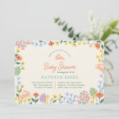 Modern Spring Floral Baby shower Kaart (Staand voorkant)