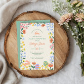 Modern Spring Floral Baby shower Kaart