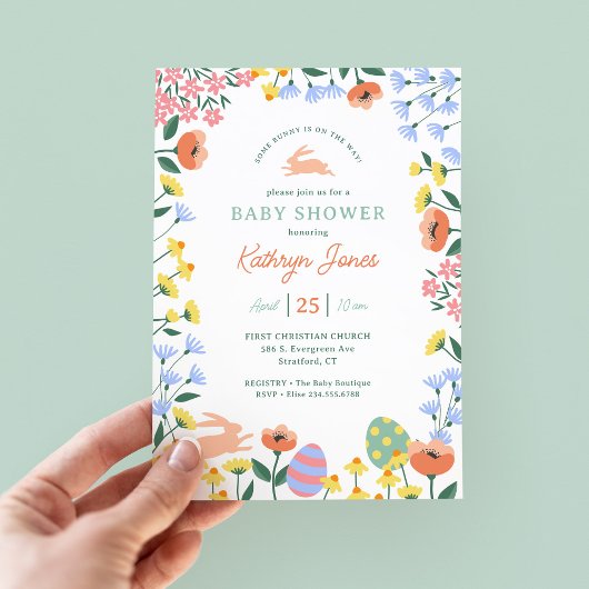 Modern Spring Floral Baby shower Kaart