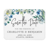 Modern Spring Floral Chic Blue bewaar de datum Magneet (Horizontaal)