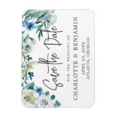 Modern Spring Floral Chic Blue bewaar de datum Magneet (Verticaal)